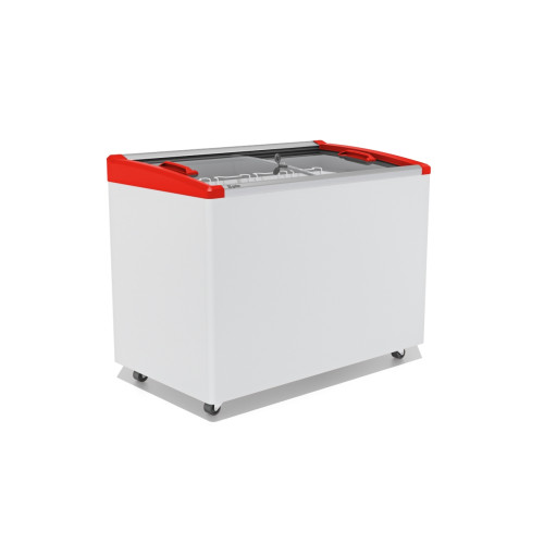 Ларь морозильный Frostor GELLAR FG 350 E гнутое стекло, алюминий, красный (пропан)