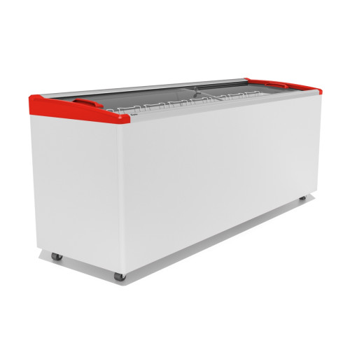 Ларь морозильный Frostor GELLAR FG 700 E гнутое стекло, алюминий, красный (пропан)