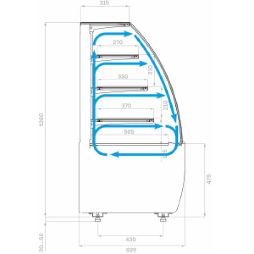 Витрина холодильная Carboma K70 VM 1,3-1 LIGHT (версия 2.0) (9005-0109)