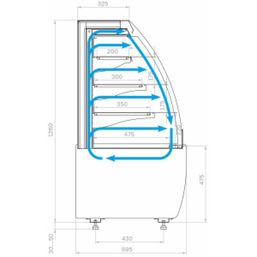 Горка холодильная Carboma K70 VM 1,3-2 STANDARD открытая, горка (версия 2.0) (9005)