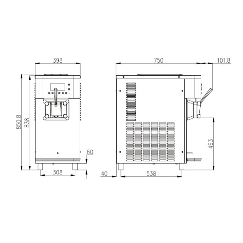 Фризер для мороженого GELPROM GP100PRO-AP-SP, пастеризация, помпа