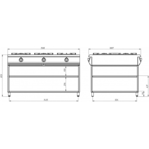 Плита газовая Grill Master Ф6П2Г/1000 (на подставке, подход с 2-х сторон)