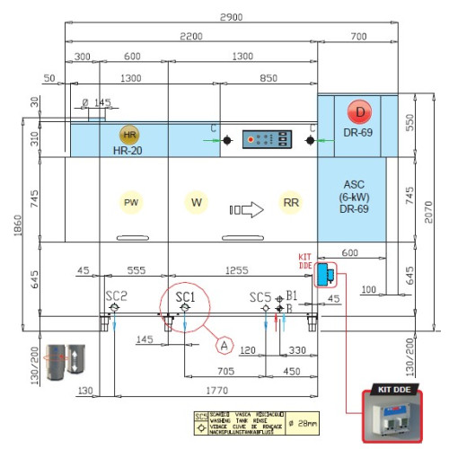 Машина посудомоечная DIHR RX 184 SX, DDE, DR69, HR20