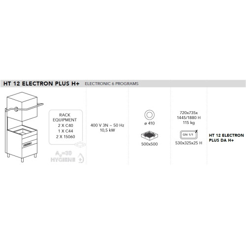 Машина посудомоечная DIHR HT 12 ELETRON PLUS DA H, PS, CONTROL