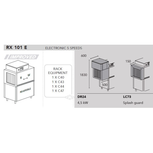 Машина посудомоечная DIHR RX 101 E SX, DDE, DR24, LC73, XP
