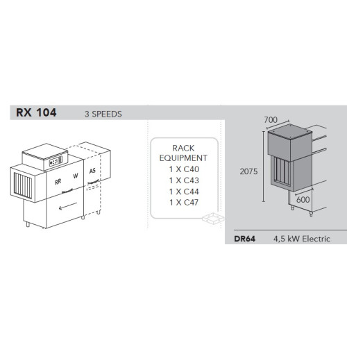 Машина посудомоечная DIHR RX 104 DX, DDE, XP, DR64