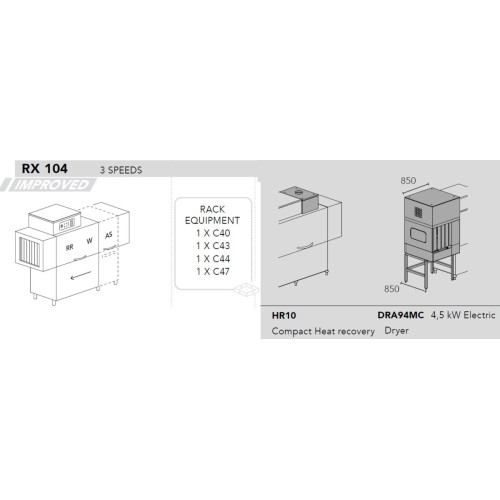 Машина посудомоечная DIHR RX 104 SX, DDE, HR10, DRA94MC