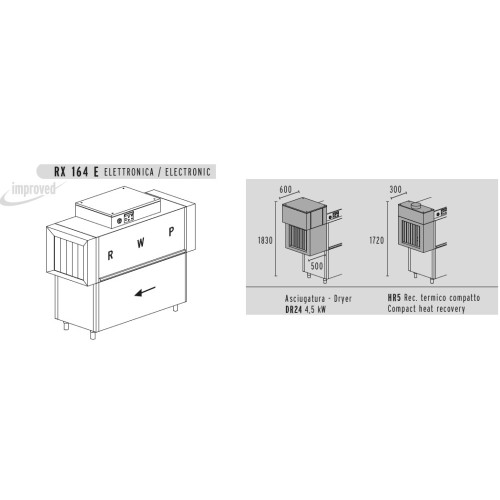 Машина посудомоечная DIHR RX 164 E SX, DR24, HR5, DDE