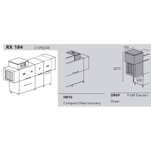 Машина посудомоечная DIHR RX 184 DX, DDE, DR69, HR10