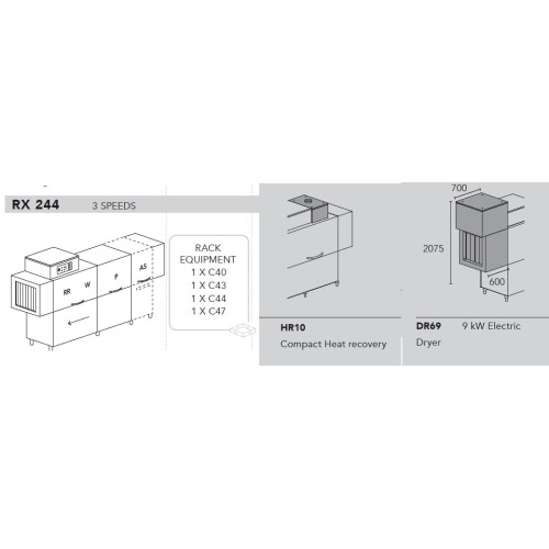 Машина посудомоечная DIHR RX 244 DX, DDE, DR69, HR10/2 части