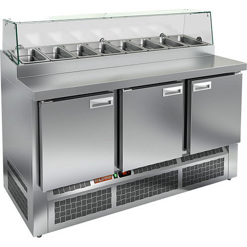 Стол для пиццы HICOLD PZE1-111/GN (1/3H) со стеклом (R290)