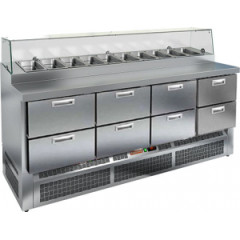 Стол для пиццы HICOLD PZE2-2222/GN (1/6H) СТЕКЛО
