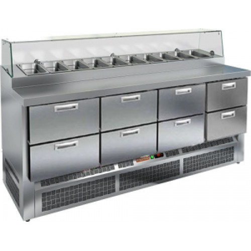 Стол для пиццы HICOLD PZE2-2222/GN (1/6H) СТЕКЛО