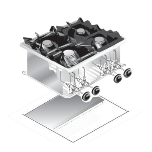 Плита газовая 4 конфорочная встраиваемая 600 серии APACH CHEF LINE SLDIG6RG6P