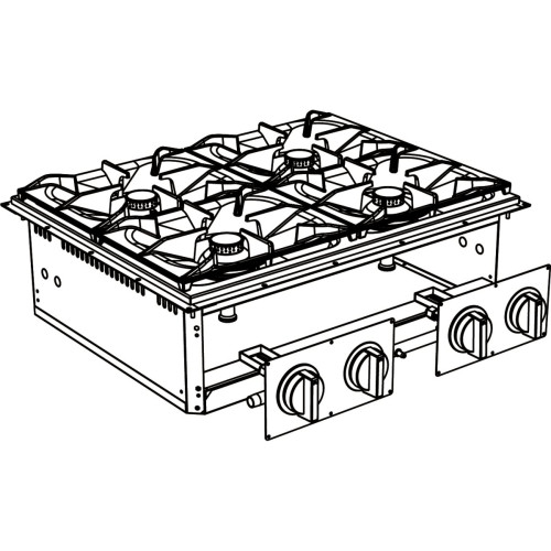Плита газовая 4 конфорочная встраиваемая 700 серии APACH CHEF LINE SLDIG7RG8