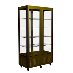 Витрина холодильная Carboma D4 VM 800-1 (R800C Сarboma Люкс) (0109-0102 (коричн-золот) 2 дв,стекл полк)