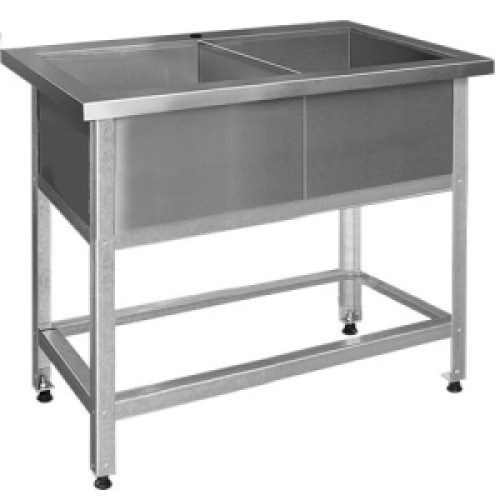 Ванна моечная Финист ВМН-2(1200х600х850) 2 отверстия для смесителя, борт, разобранная