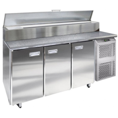 Стол для пиццы Финист СХСПЦГ-700-3 (1810х700х1060) (10GN1/6 с крышкой) гранит серый